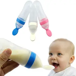 Младенческой новорожденных малышей силикагель бутылочки ложка Еда дополнение риса Крупы ложка бутылка Training подачи A1
