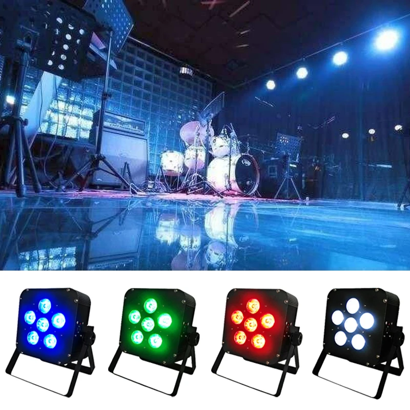 

6x8W Par Light LED Wireless 4in1 Battery led flat par light / Wireless & DMX LED Stage Battery Powered led flat par Club Light