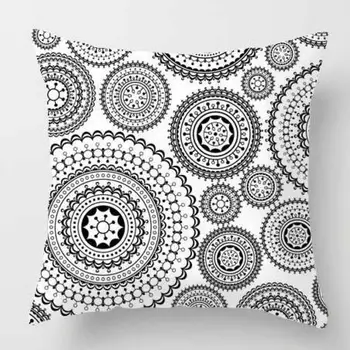 

Modern Decor Black White Pillow Geometric Fabric Irregular Striped Wave Line Polka Dot Triangle Pattern Plush Cushion For Home