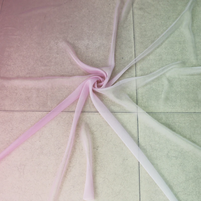 

30D Light Weight Chiffon Material Tissue Dancing Cloth Pink White Gradient Chiffon Fabric Gauze