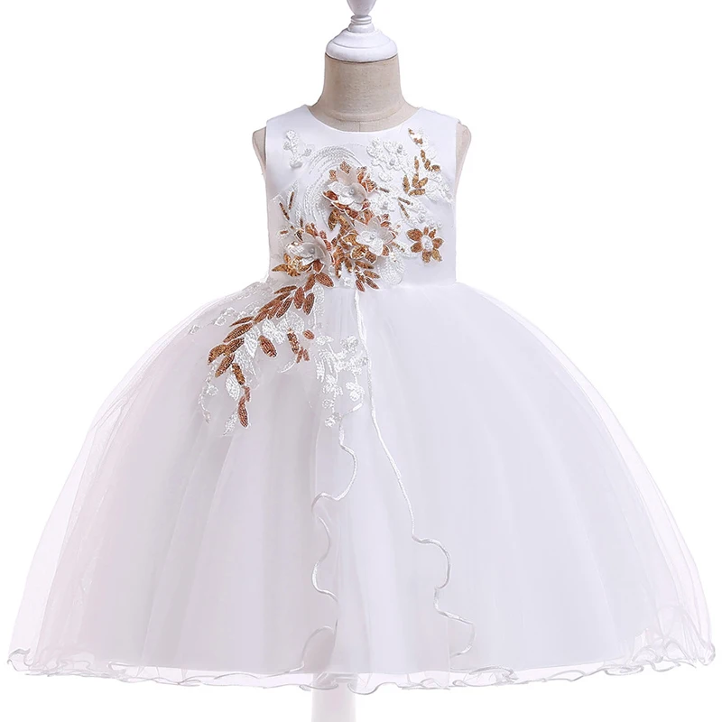 Г. Летнее белое платье с цветочным узором для девочек на день рождения костюм принцессы Детские платья для девочек вечерние платья на свадьбу L5060
