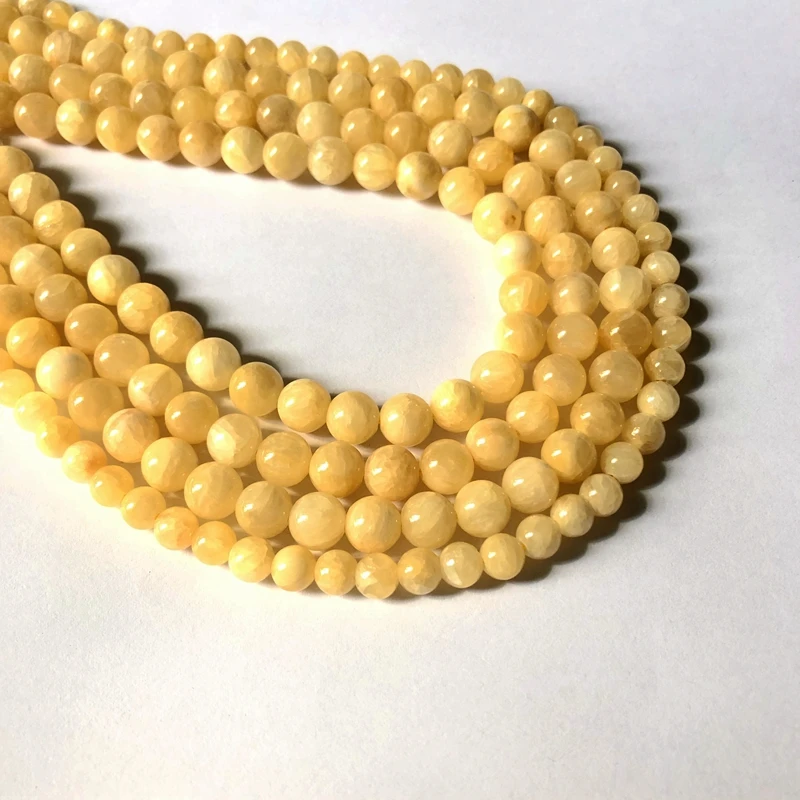 

100% Natural Yellow Jad e Honey Jades Bead Gem stone Beads 6MM 8MM 10MM 12MM Round Gem Stone Jewelry Loose Beads 15.5"/Strand