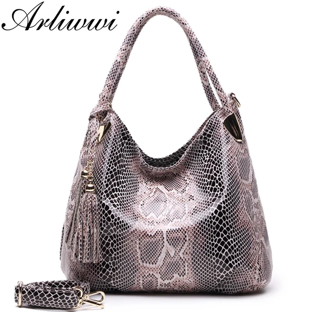 BIG SALE*Individual Fashion Snake Large Capacity Lady Bags New Tassel Embossed PU Leather Cross Body Handbags Women GPY01 1