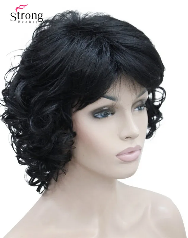 Women's Short Curly Heat Resistant Synthetic Black Hair Wigs (3)