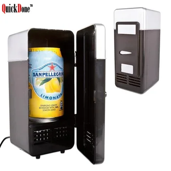 

QuickDone Beverage Cans Cooler Creative Mini USB Gadget Fridge Cool Refrigerator Desktop Portable With Internal Light AKC6238