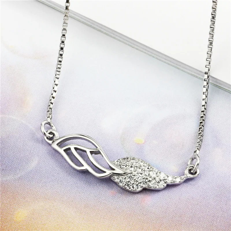 wings zircon necklace woman 100% 925 Sterling silver nacklace Jewellery Clavicle chain pendant charms