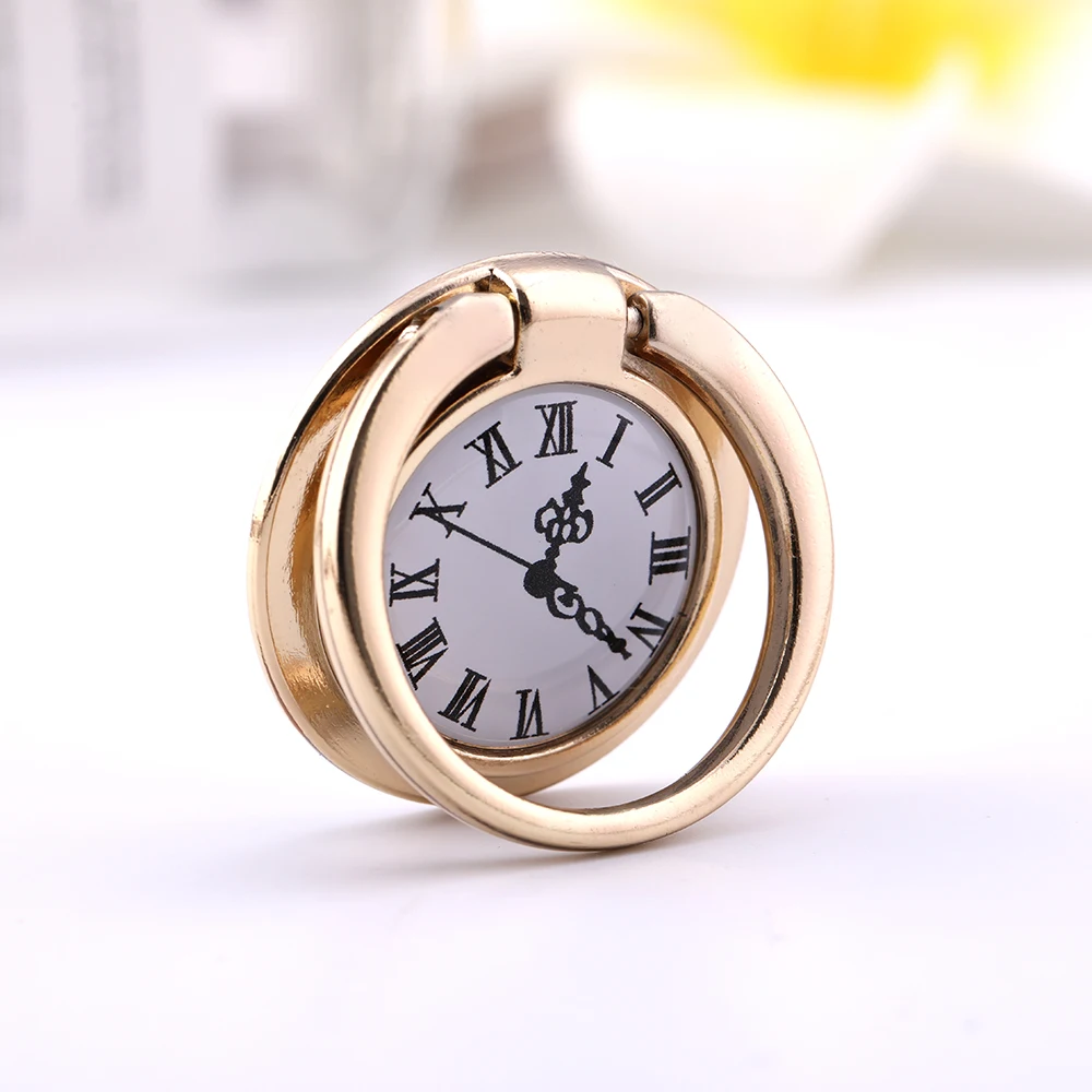 Metal Clocks 360 Degree Rotatable Metal Mobile Phone Holder Universal phone Ring Bracket For iPhone Samsung LG ipad Table