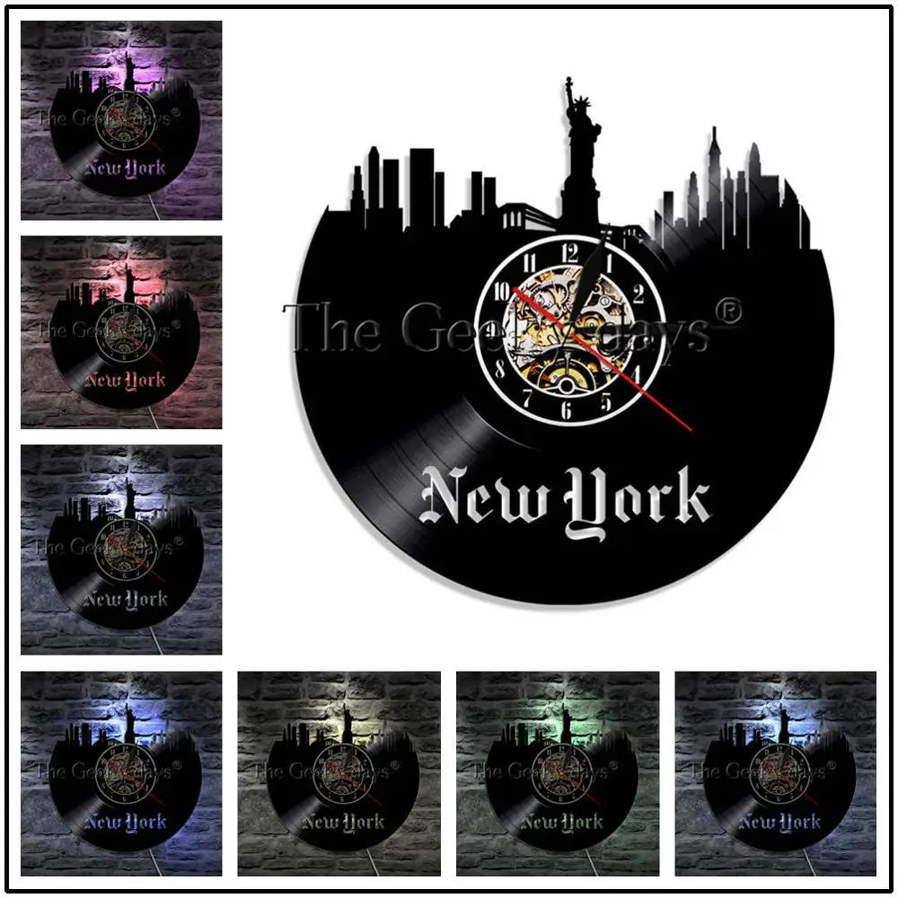 1 шт., Статуя Свободы нью-йоркского города, современный настенный светильник, домашний декор, светодиодный ночник, городской пейзаж, горизонт, декоративное освещение - Цвет абажура: Черный