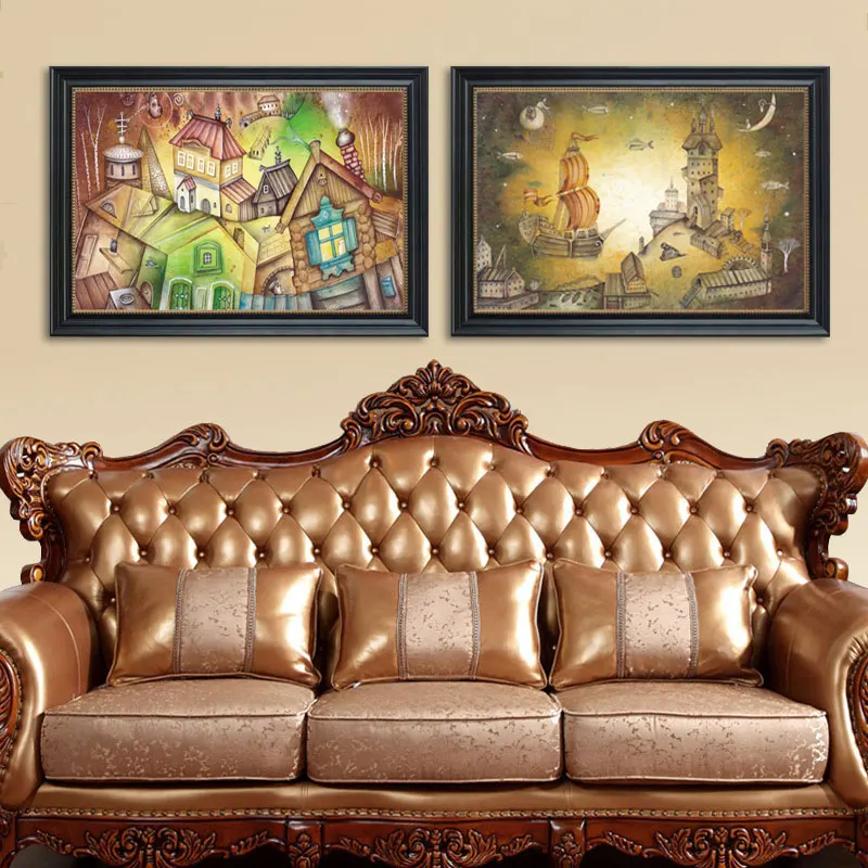 Fantasy City Posters Prints Abstract Fairy Dream Star Wall Art Pictures Retro Room Home Decor Canvas Painting/kids bedroom decor | Дом и сад