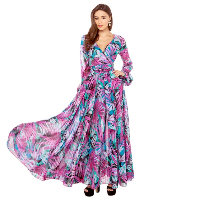 Plus Size Women 39 Floral Chiffon Maxi Long Dresses 6XL Summer Beach ...