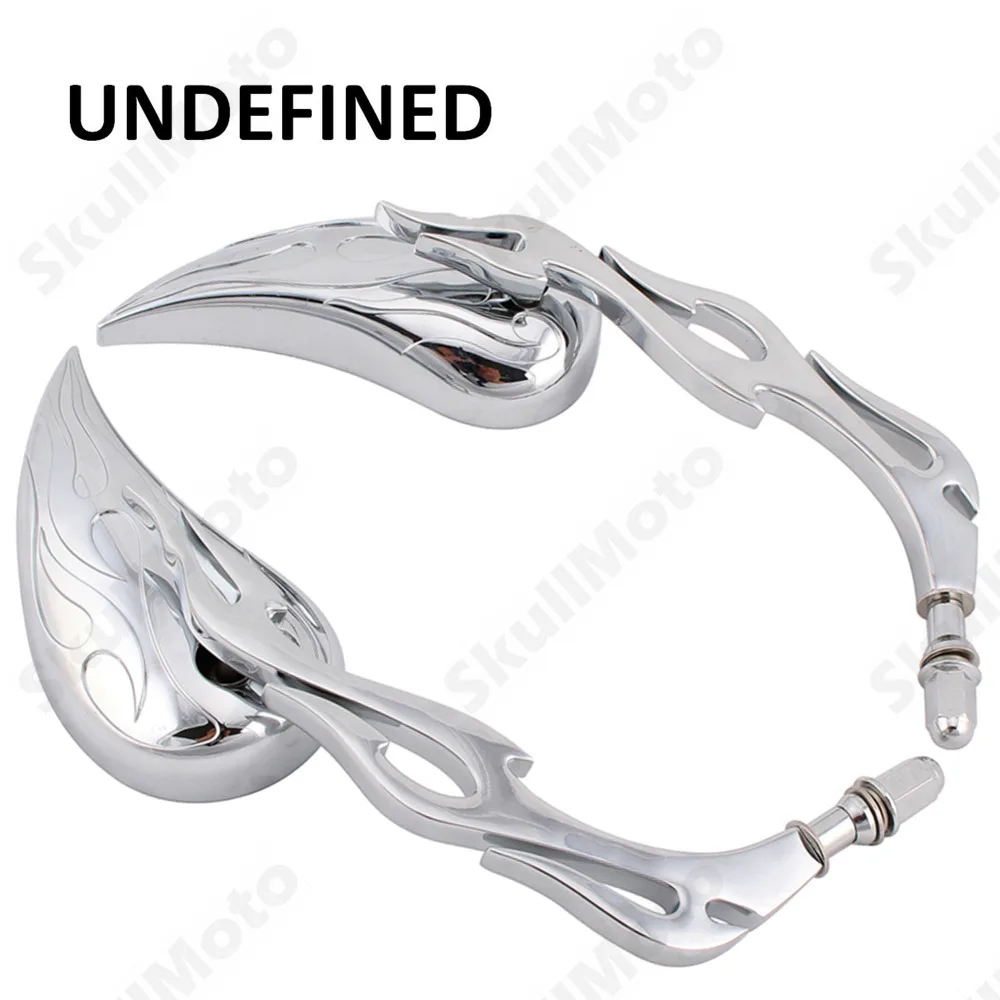 

Motorbike Parst Chrome Flame Left & Right Side Rearview Mirror For Harley Dyna Softail Fatboy V-Rod XL CVO UNDEFINED