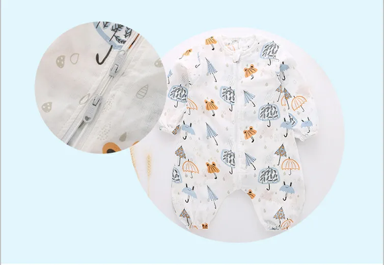 Летний спальный мешок для новорожденных от 1 года до 4 лет из газовой ткани с разрезом на ножках, двойная хлопковая дышащая Пижама для