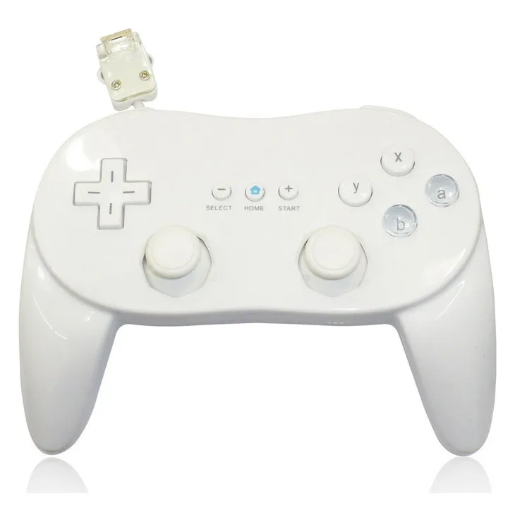White Wired Classic Controller Pro for Nintendo Wii Remote Console