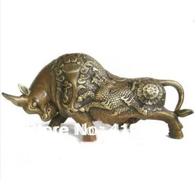

[old craft ] Statue en bronze bull Taureau de BOEUF de Chinois Kylin (A0321)