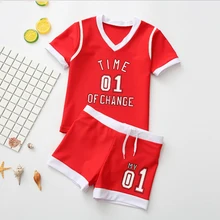 Vitality красные купальники для девочек Летняя Защита от солнца на пляже детские шорты купальные рубашки комплект бикини купальники для девочек