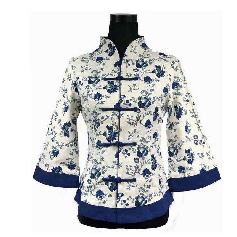 

Spring Summer Chinese Tradition Cotton Linen Blouse Top Traditional Women's Shirt Flower Size S M L XL XXL XXXL 4XL 5XL