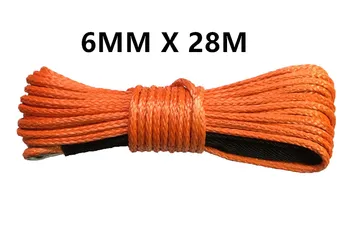 

Free Shipping 6mm x 28m synthetic winch lines uhmwpe cable plasma rope with sheath car accessories