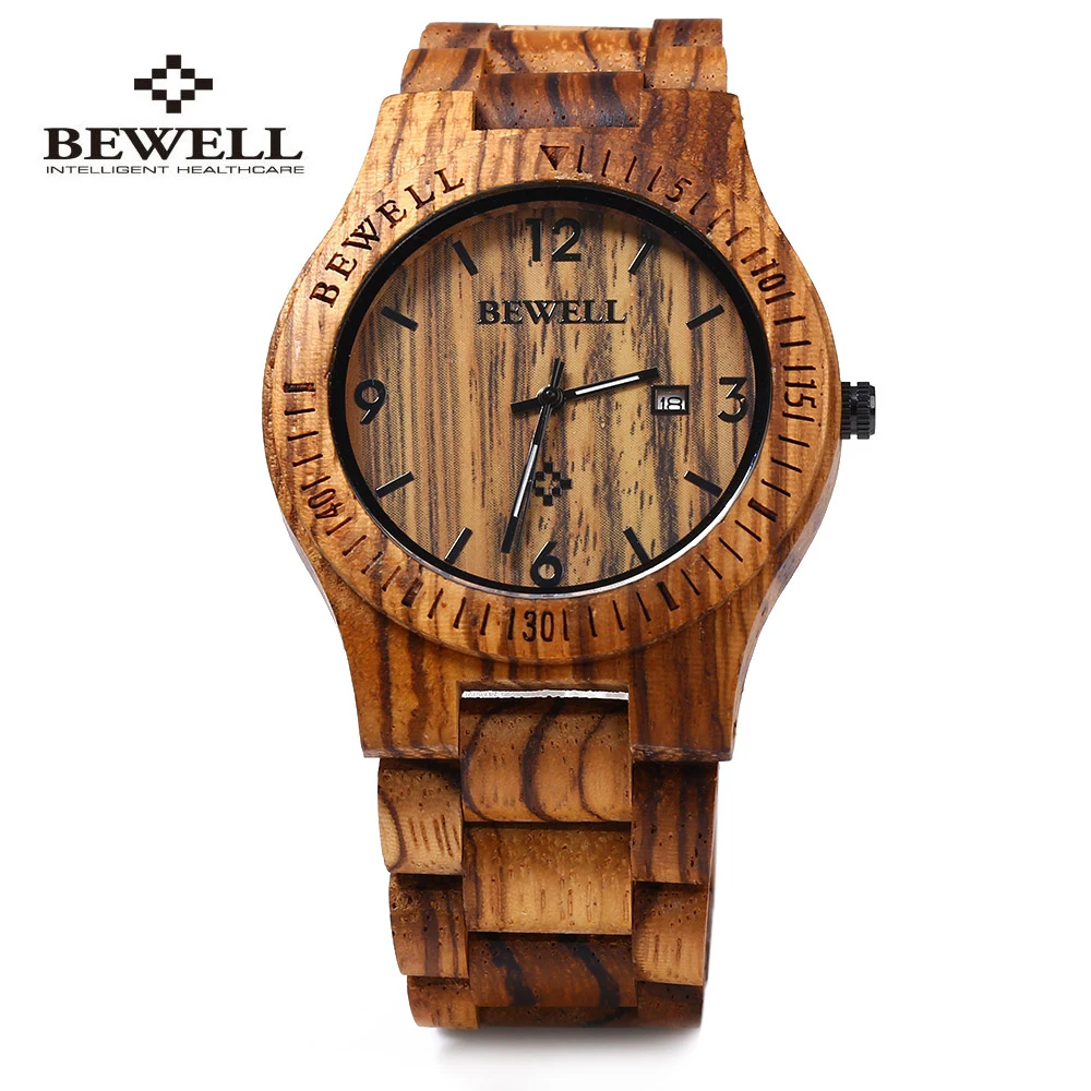 

Bewell ZS-W086B Luxury Brand Wood Watch men Analog Quartz Movement Date Waterproof Male Wristwatches relogio masculino 2018