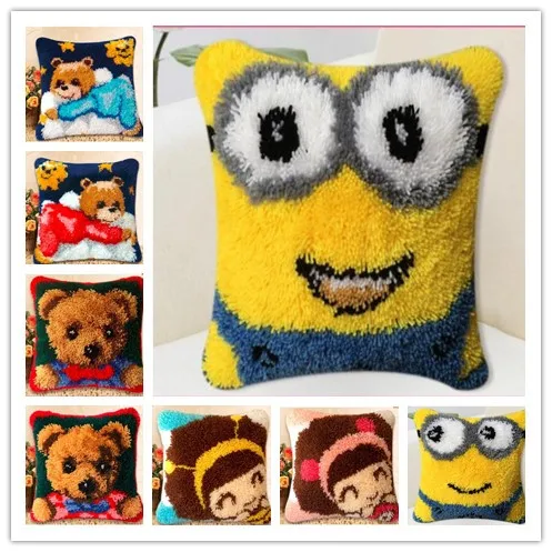 

Cartoon Latch Hook kits pillow coverhand craft embroidery DIY Crocheting handmade needlework supplies