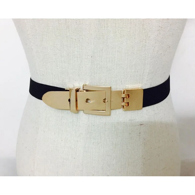 Hot Fashion Hip Hop Gold Metal Pin Buckled Waist Belt Women adjustable elastic belt for Women Accessory