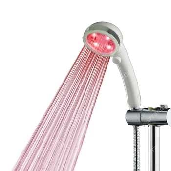 

Drop shipping Single Red color Hydropower Handheld Water-saving LED Shower Head Round without package 8008-A31