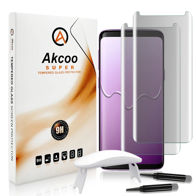Скидка Akcoo Note 9 Полный Клей Стекло экран протектор с жидким клеем для samsung S8 9 Plus note 8 S7 edge чехол дружественный протектор