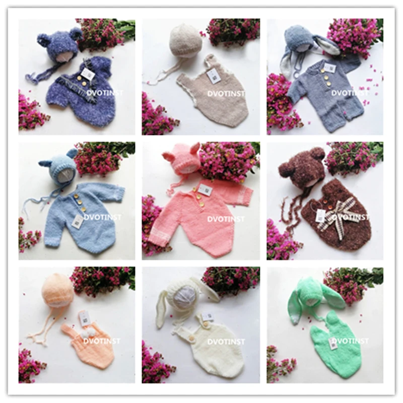 Dvotinst Newborn Baby Photography Props Crochet Knitted Clothes Outfits+Hat Set Fotografia Costume Studio Shooting Photo | Детская