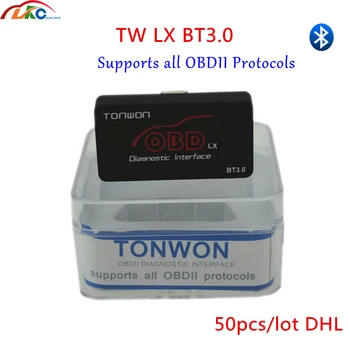 

50pcs/lot DHL TONWOM LX Bluetooth BT3.0 ELM327 Automotive Scanner OBD Diagnostic Tool Code Reader DTC Check Engine For Android