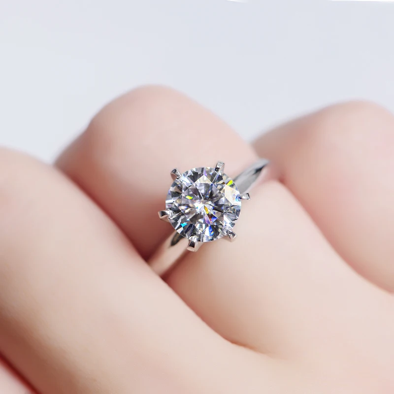 14 K белое золото 925 серебро 3.0ct 9 мм круглый блестящий срез GH цвет Moissanite кольцо Свадебные украшения вечерние кольцо на головщину