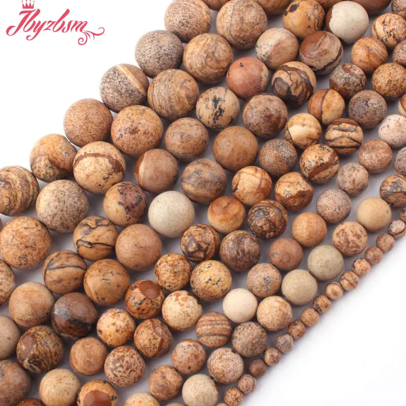 6/8/10/12mm Picture Jaspers Round Smooth Multicolor Natural Stone Beads For Jewelry Making DIY Earring Bracelet Necklace Str 15&quot |