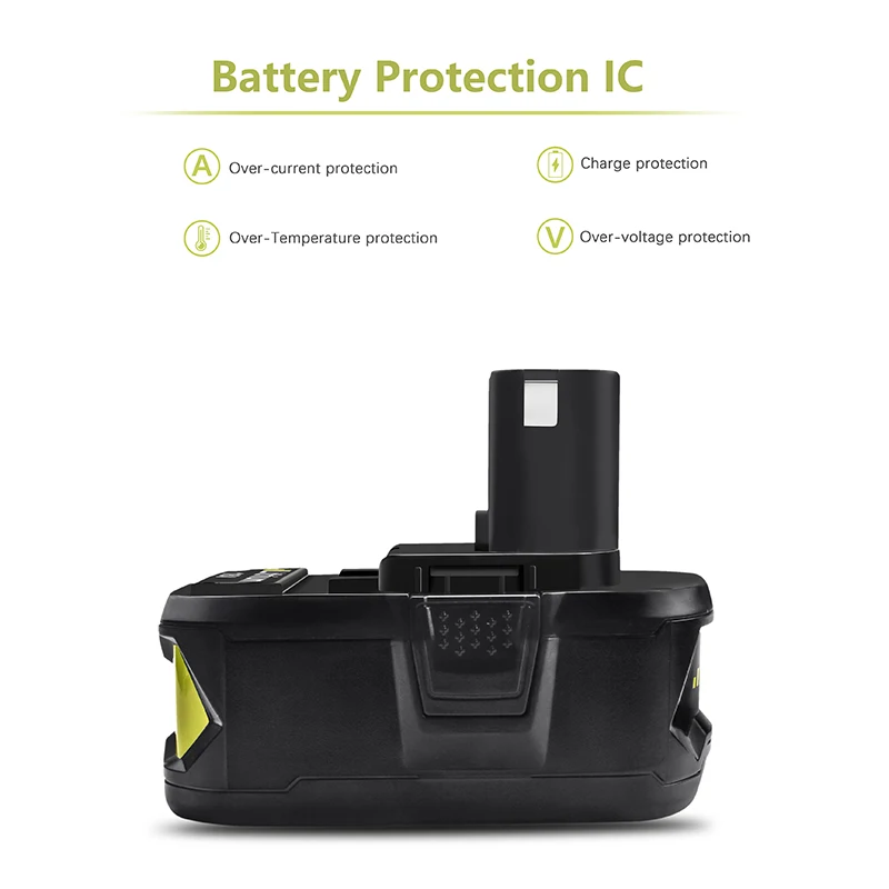 Литий ионный аккумулятор BATTOOL для Ryobi RB18L50 ONE + 2 упаковки 18 в 4000 мАч литий P108 RB18L40