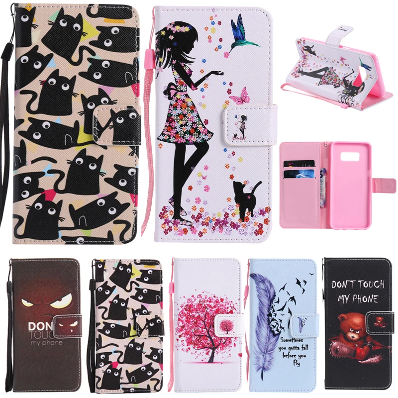

Case For Samsung Galaxy Note 4 5 Note 8 Note 9 Note 10 Plus 5G Cover Cartoon Flip Card Slot stand holder PU leather Soft Case