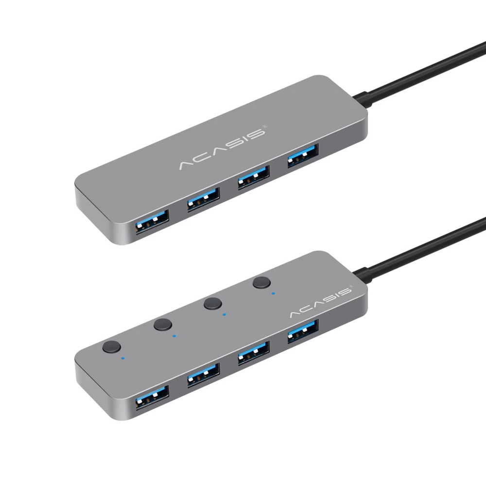 Acasis USB Hub 3,0 высокое Скорость Алюминий 4 Порты и разъёмы USB 3,0 концентратор разветвитель на включение/выключение 5Gbs для MacBook ноутбука ПК