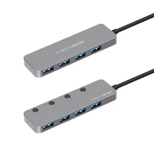 Acasis USB Hub 3,0 высокое Скорость Алюминий 4 Порты и разъёмы USB 3,0 концентратор разветвитель на включение/выключение 5Gbs для MacBook ноутбука ПК