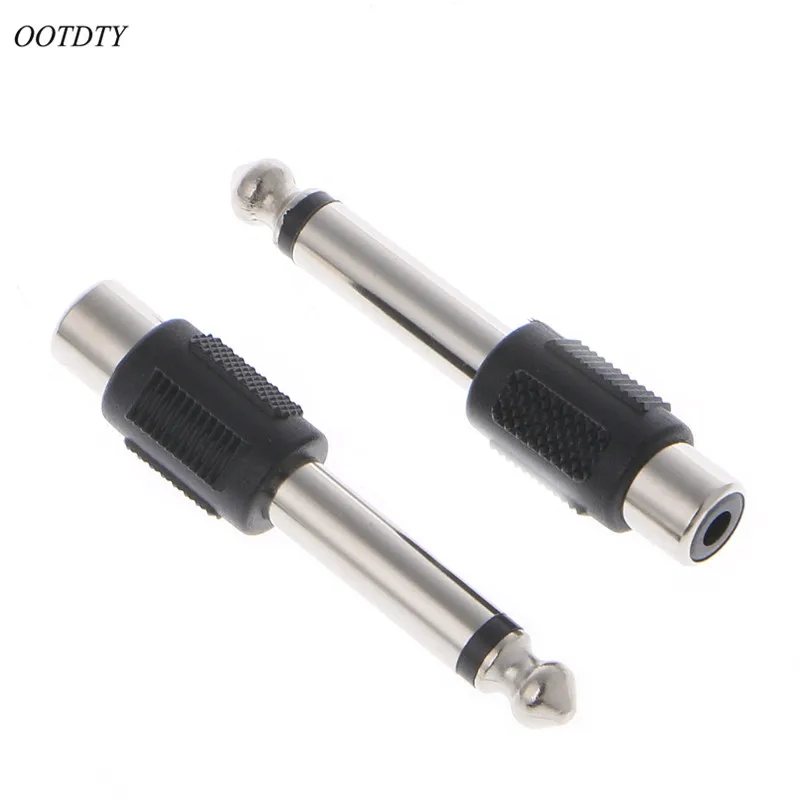 

OOTDTY 10 Pcs/1 Set RCA Female Jack To 6.35mm 1/4" Male Mono Plug Audio Adapter Connector