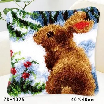 

Latch Hook Rug Kits Rabbit Embroidery Pillowcase Handwerken Knooppakket Needlework Tapestry Canvas Craft Cushion Kit Pillows