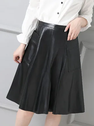 

2019 Women Slim Genuine Sheep Leather Skirt P20