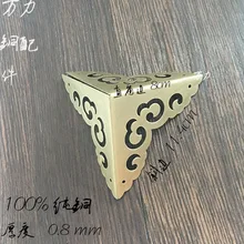 Chinese antique wooden jewelry box copper clad copper Zhang right angle three corner corner boutique furniture hardware accessor