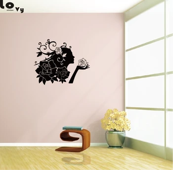 

Romantic Fairy Girl Vinyl Wall Sticker for Kids Rooms Flower Wall Decal Bedroom Sofa Decoration Wall Art Home Decor WA0030