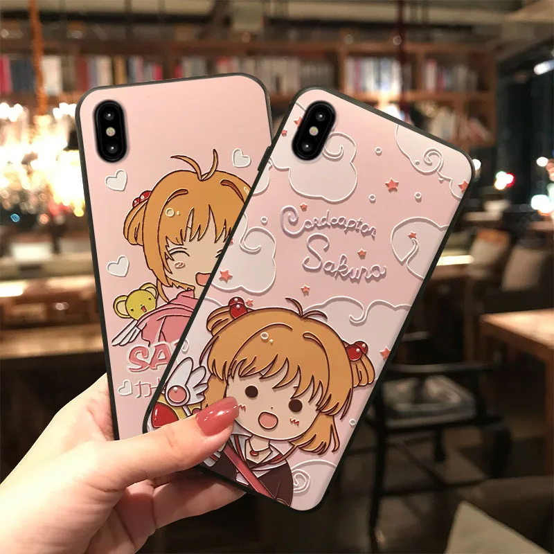 

Anime Card Captor Sakura Phone Case for iPhone XS MAX XR Capa Cartoon Soft TPU Back Cover for iPhone X 8 7 6S 6 Plus Case Coque