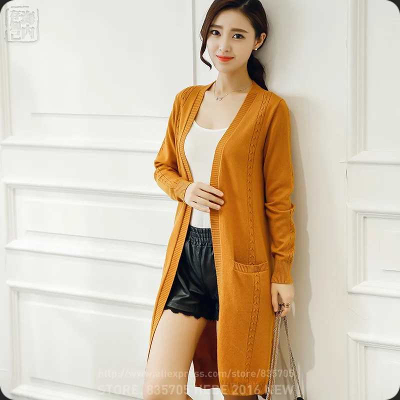 Women's 2016 Fall Winter Long Open Stitch Cable Knit