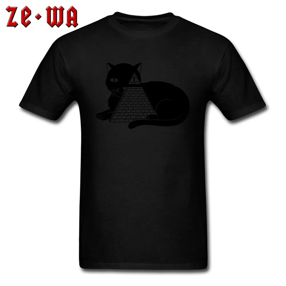 Fashionable Cat Illuminati Classic Short Sleeve T-Shirt Father Day Crew Neck Pure Cotton Tees for Men Tops T Shirt Gift Cat Illuminati black