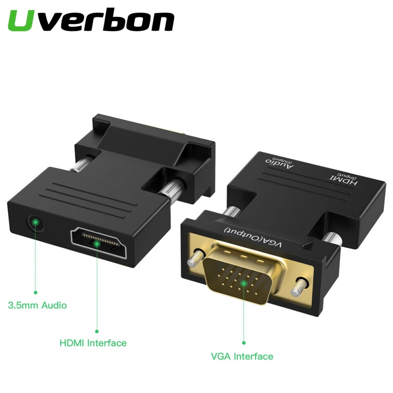

HDMI Female to VGA Male Converter with Audio Adapter Support 1080P Signal Output for Multimedia HDMI 3.5mm To VGA Video Cable