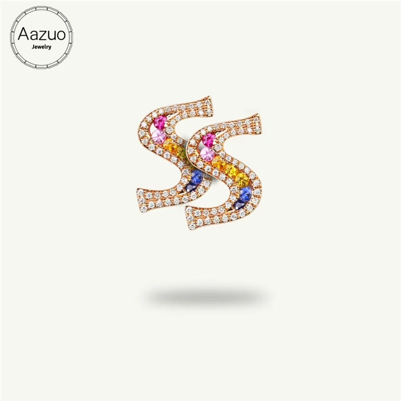 Aazuo 18K ювелирные изделия из розового золота натуральный цветной драгоценный