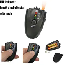 10 шт./партия, мини-тестер точного дыхания с фонариком, профессиональный цифровой тестер алкоголя без ЖК-дисплея