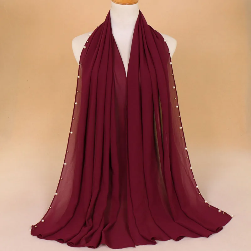 Простой золотой бисер пузырьковый шифон шаль-трансформер шарф женская летняя одежда и шаль на голову Макси мусульманский хиджаб Sjaal 180*75 см - Цвет: 3