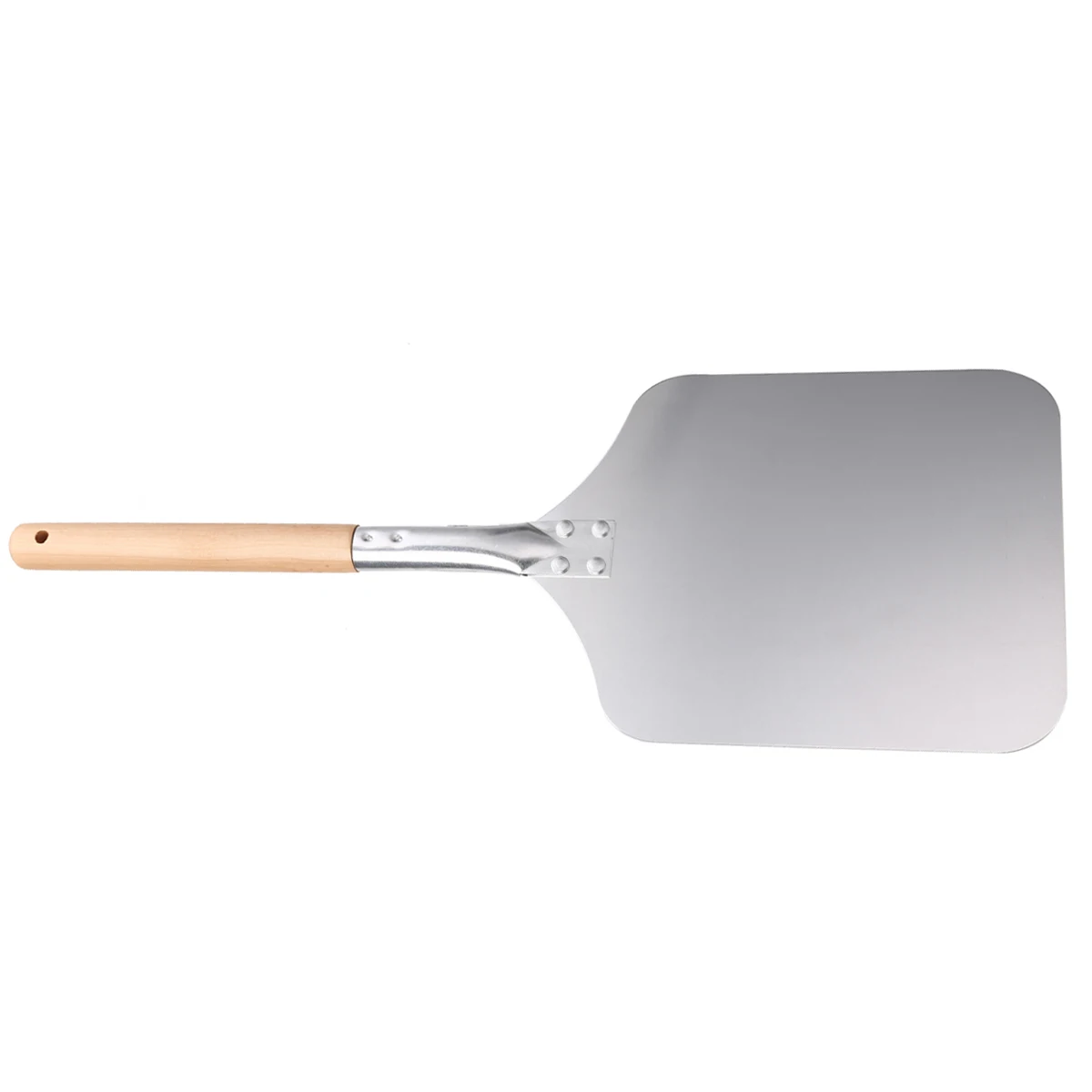 Mayitr 1pc 58cm Aluminum Pizza Peel Shovel with Wood Handle Silver Cheese Cutter Cake Shovel Square Pizza Peel Bakeware Cookware