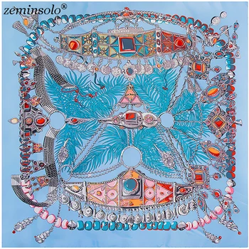 

130x130cm Big Square Silk Scarf Printed Women Satin Smooth Bandana Scarves Fashionable Spring Autumn Foulard Femme Fabric Shawls
