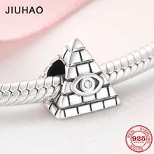Подходит для оригинальных браслетов Pandora, пирамида со злом, прозрачный глаз с фианитами, бусины, настоящая бусины из стерлингового серебра 925, сделай сам, изготовление ювелирных изделий