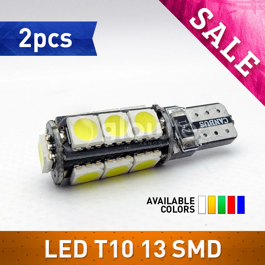 2 шт. T10 13SMD 5050 canbus LED 12 В автомобильная светодиодная лампа 194 13 SMD Светодиодная W5W